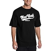 Men's Graphic Tees New York Art Fonts Letter Print Crewneck Casual Regular Short Sleeve T-Shirt for Men