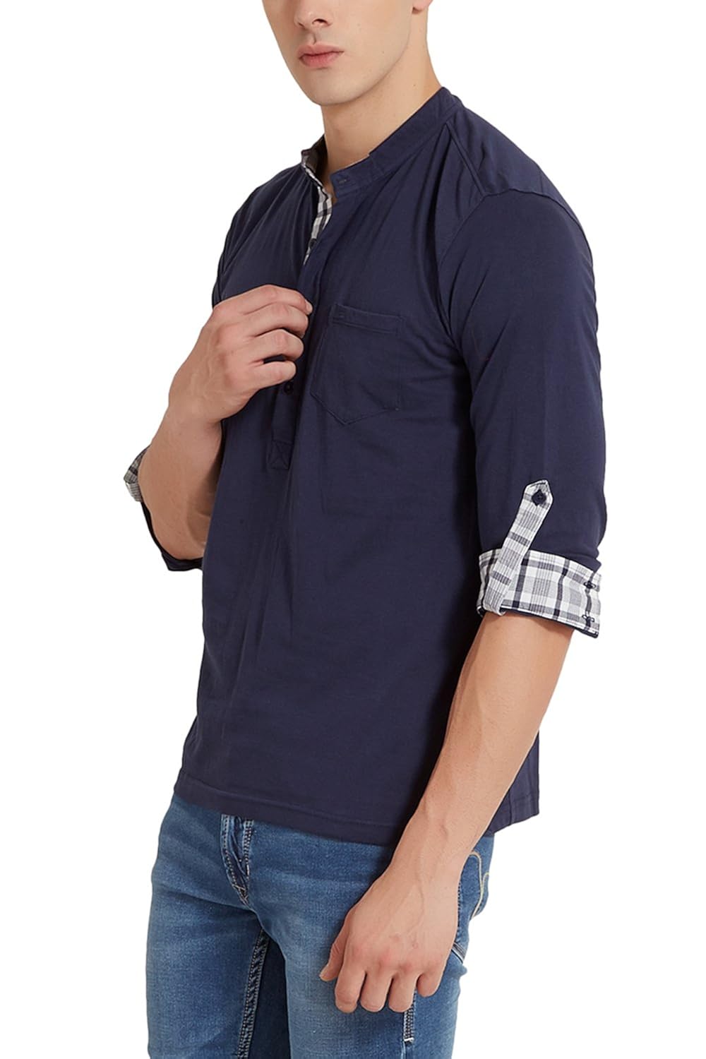 elaborado men's henley neck tshirt - navy