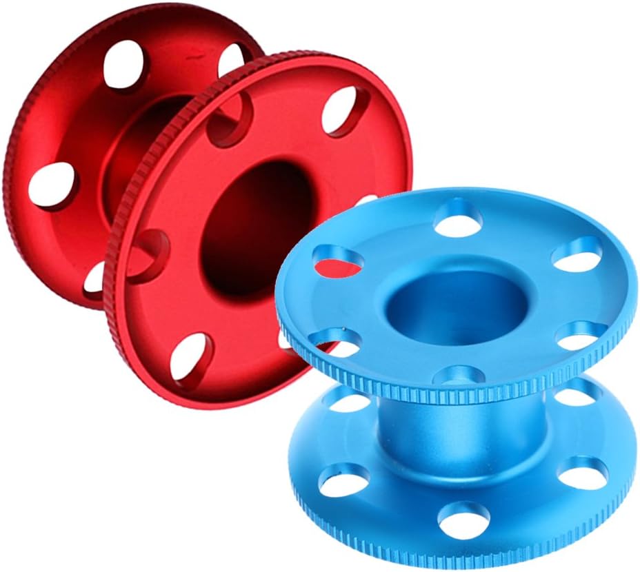 MonkeyJack 2pcs Mixed Color Set Aluminum Alloy Scuba Dive Finger Spool Snorkeling Guide Line Reel 3.3" x 2"