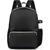 Cunno 1 Piece Nylon Backpack Kids School Backpack for Toddler Girls Boys Plain Waterproof Preppy Bookbags Travel for Student (Black)