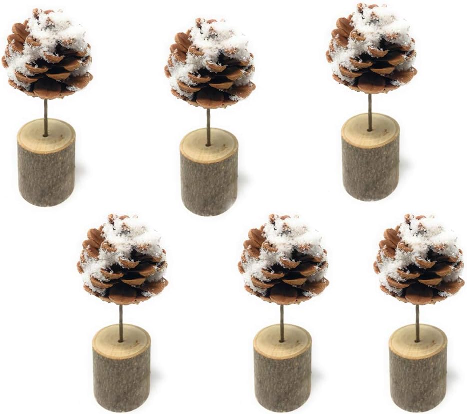 Centrotavola Natalizio Con Tronco.Vetrineinrete Kit 6 Segnaposti Natalizi Con Base A Tronco E Pigna Innevata Porta Bigliettini Memo Addobbi Tavola Di Natale Decorazioni Natalizie 0554 Amazon It Casa E Cucina