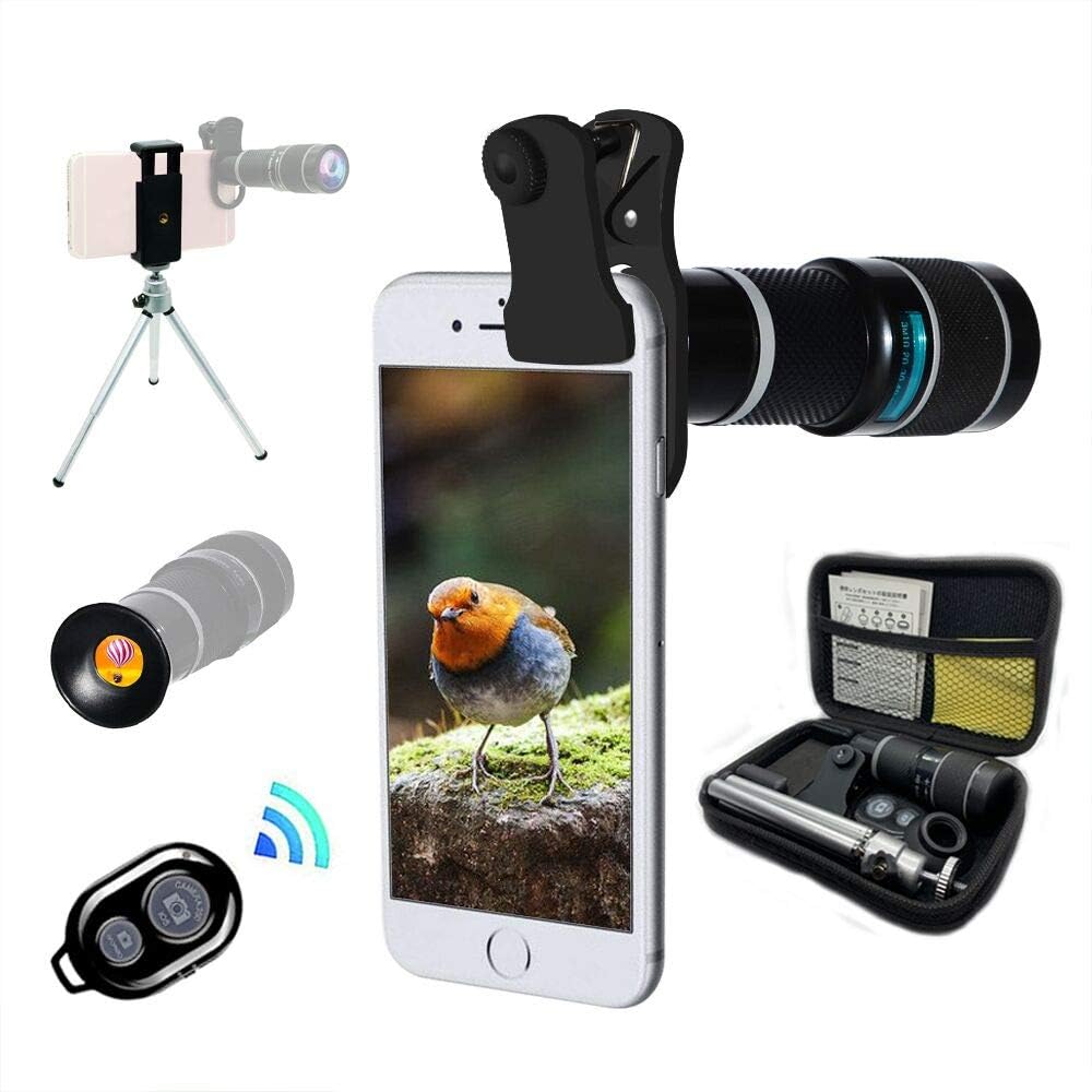 Cell Phone Camera Lens,Universal 20X Clip-On Zoom Telephoto Lens,Stronger Phone Tripod, Monocular Telescope Eyecup Mobile Suitable Almost 98% Smartphones On The Market Compatible iPhone Samsung