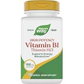 Nature's Way Vitamin B1, Supports Energy Metabolism*, 100 Capsules | A High-Potency Formula, Helps convert Food to Fuel*, Providing 100 mg of Thiamin HCl per Serving, Gluten-Free, 100 Servings