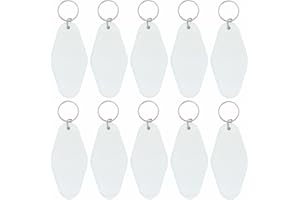 Nwsrayu 10pcs Blank Hotel Keychains Bulk Vintage Motel Keychain Vinyl HTV printing Keychains DIY Keychain tags Party Favors (White)