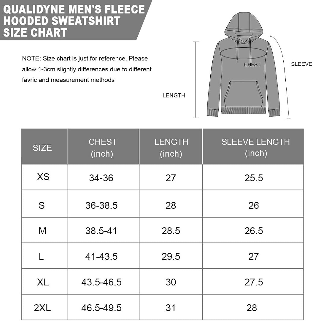 Qualidyne Men's Full Zip Fleece Hoodies Midweight Workout Thermal Sweatshirt Long-Sleeve Athletic Hooded Jacket: Clothing