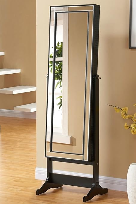Black Silver Jewellery Cabinet Floor Standing Storage Organiser