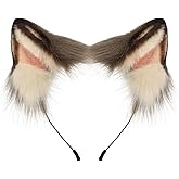 RSACCSKY Cute Squirrel Ears Headband Handmade Fur Fox Wolf Ears Squirrel Costume Hair Party Accessory for Adults