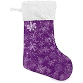 Kigai Purple Beautiful Snowflakes Christmas Stocking 1 Pieces,Big Xmas Stocking for Hanging Fireplace Window Home Party Christmas Tree Christmas Decorations