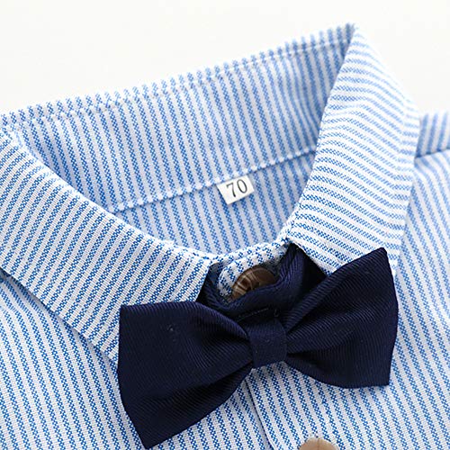 Toddler Dress Suit Baby Boys Clothes Sets Bowtie Shirts + Suspenders Pants 3pcs Gentleman Outfits Suits 6Month - 6Years (Light Blue, 18-24M) - Thumbnail 5