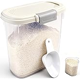 Large Rice Storage Container 15-20 Lbs, Tall Flour Container with Scoop + Cup - Slim Dry Food Storage Bin for Cereal, Sugar, Beans, Pet Dog Cat Food Container - Kitchen and Pantry Storage Organization