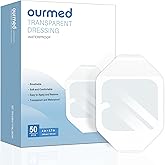 Ourmed Transparent Film Dressing 50 Packs, Waterproof Clear Bandages Adhesive 4" x 4.7", Wound Cover Bandage for Post Surgical Shower, IV Shield, Tattoo Aftercare