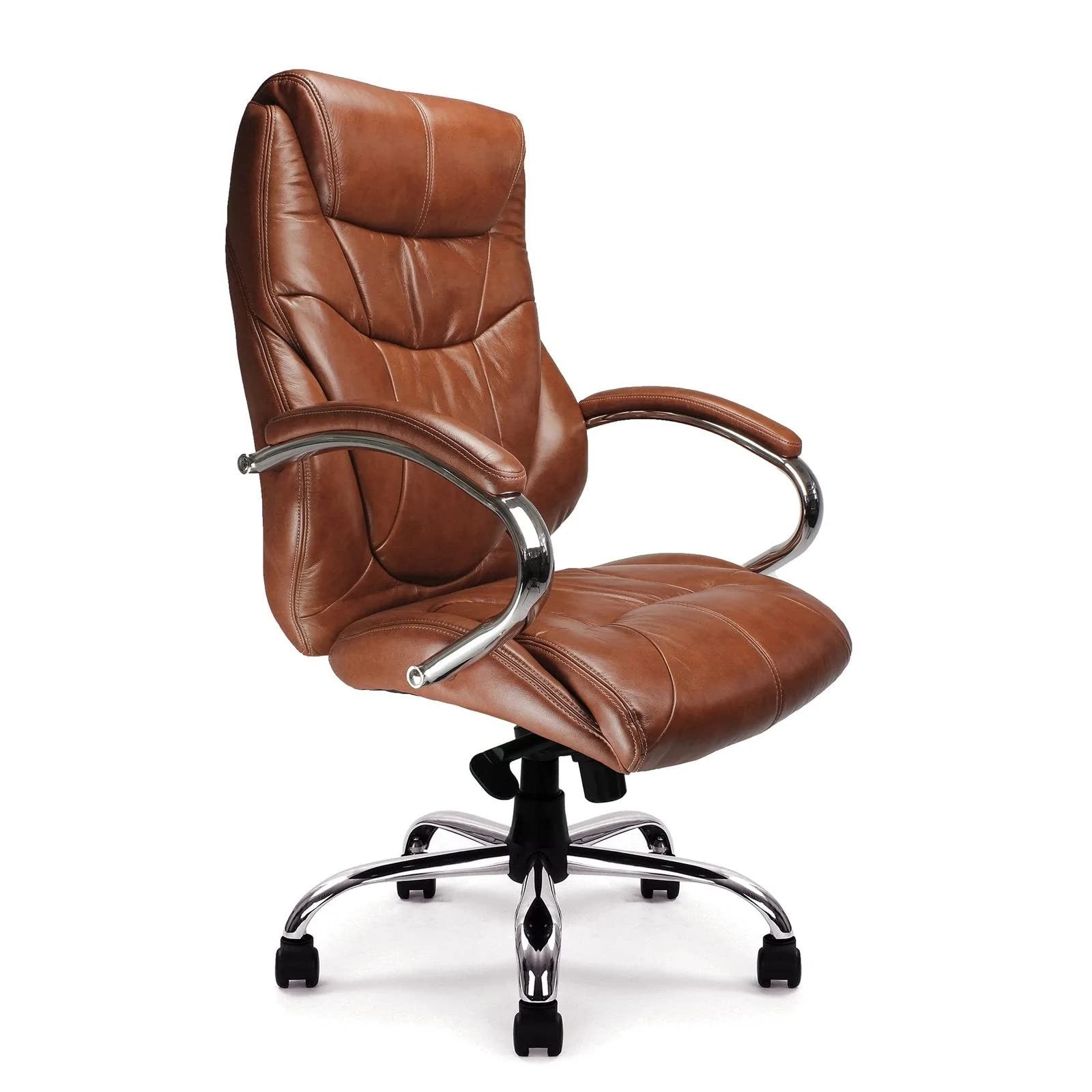 Eliza Tinsley 617KTAG/TN High Back Luxurious Leather Executive Armchair with Chrome Base - Brown