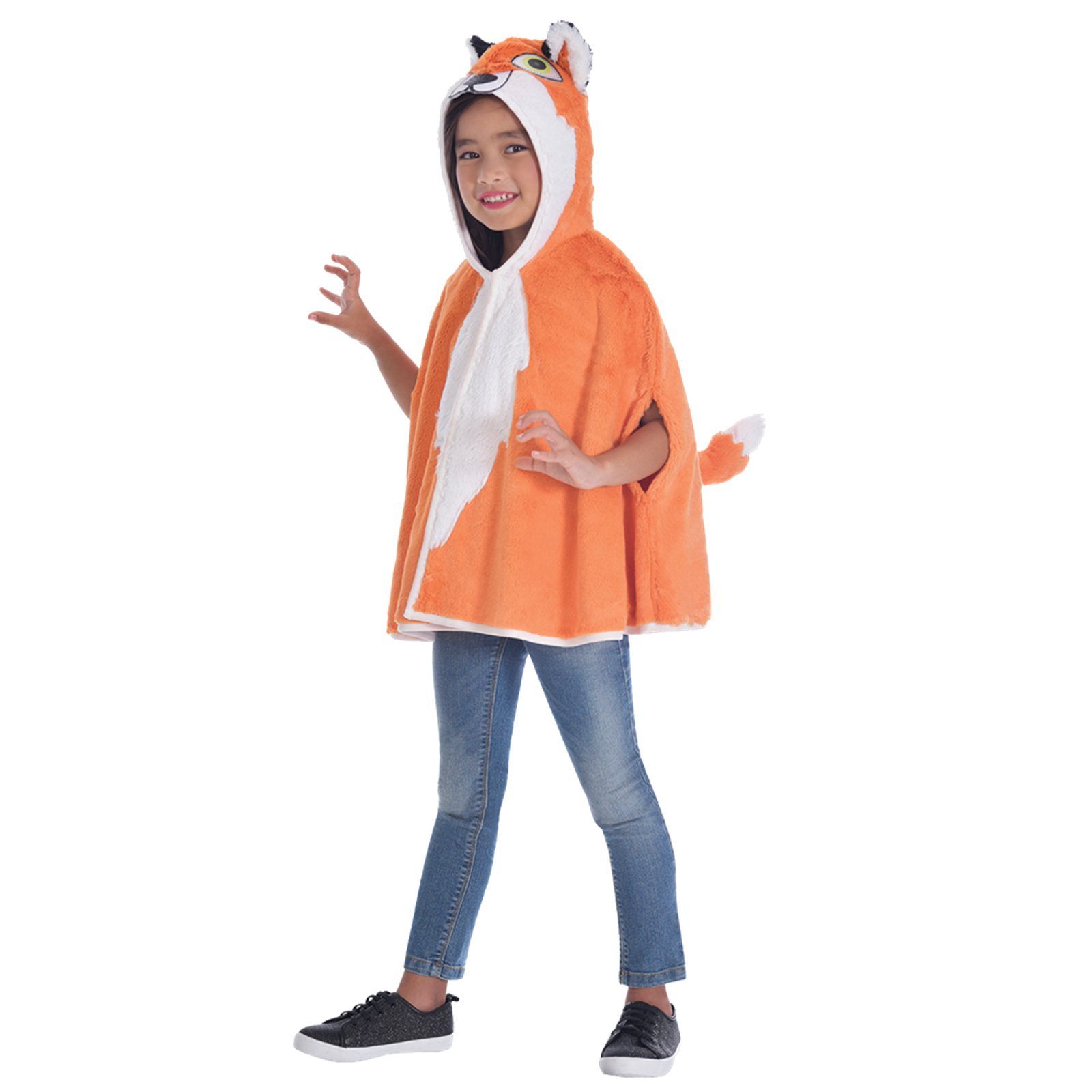 amscan 9903237 Orange Cape with Fox Head Hoodie-Age 4-8 Years-1 PC