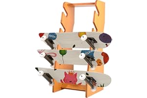 AIWFL Floor Skateboard Rack Five-Layer Wooden Skateboard Storage Floor Display Skateboard Organizer Floor Stand for Deck, Longboard, Snowboard, Standard Skateboards, Mini Cruiser Skateboard