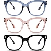 ZESAKER Oversized Reading Glasses for Women Men Large Frame Square Blue Light Blocking Computer Readers Spring Hinge