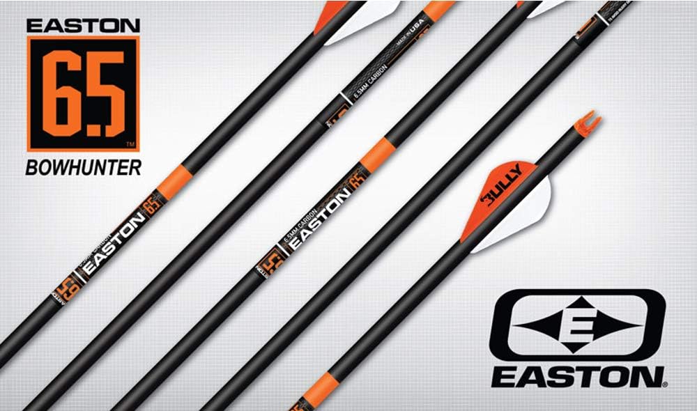 Easton Archery 6.5 ACU-Carbon Arrows - Bowhunter with 2” Bully Vanes - Size 400-6 Pack