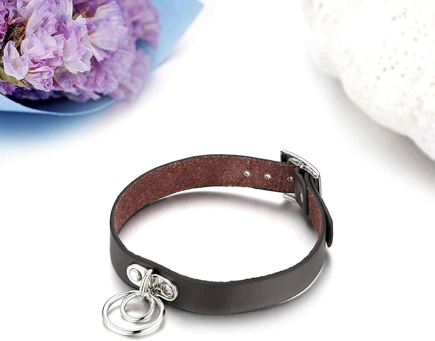 Cupimatch Vintage PU Leather Necklace Goth Rivet O-Ring Choker Collar for Women - Image 4