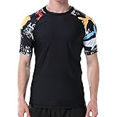 VAYAGER Men's Swim Shirts Rash Guard UPF 50+ Short Sleeve Sun Protection Fishing Tops for Surfing