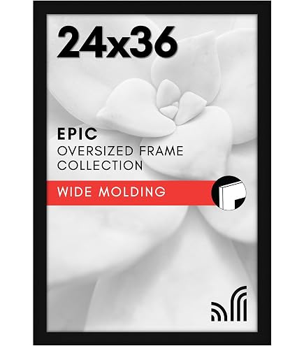 Cornice Craig Frames 24x36 Pollici (61x91 Cm) | Profilo Nero Opaco Largo 2,5 Cm | Con Plexiglass E Kit Sospensione - 3
