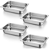 4-Pack 1/2 Half Size Steam Table Pans, 2.5 Inch Deep Restaurant Steam Table Pans Commercial, Hotel Pan Made of 201 Gauge Stainless Steel