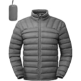 Rdruko Men's Puffer Jackets Lightweight Packable Water Resistant Insulated Winter Puffy Coat for Travel Ski