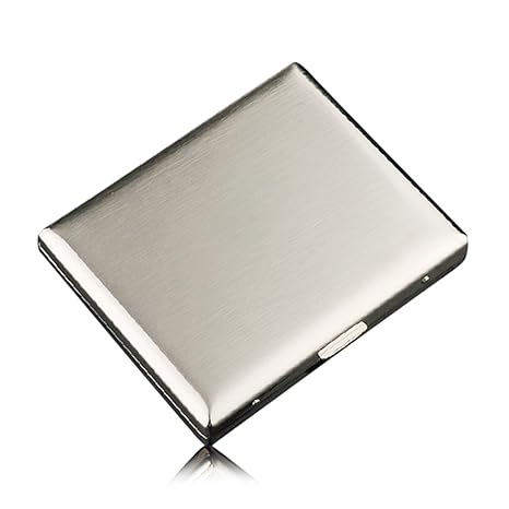 CaLeQi High-Grade Edelstahl Zigarettenetui, Nickel Überzug Wire Drawing, hält 20 Zigaretten. (Mit Marken-Geschenk-Box)