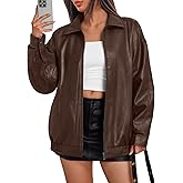 Trendy Queen Womens Leather Jacket, Oversized Going Out & Everyday Statement Piece, Bomber Jacktes Moto Coat