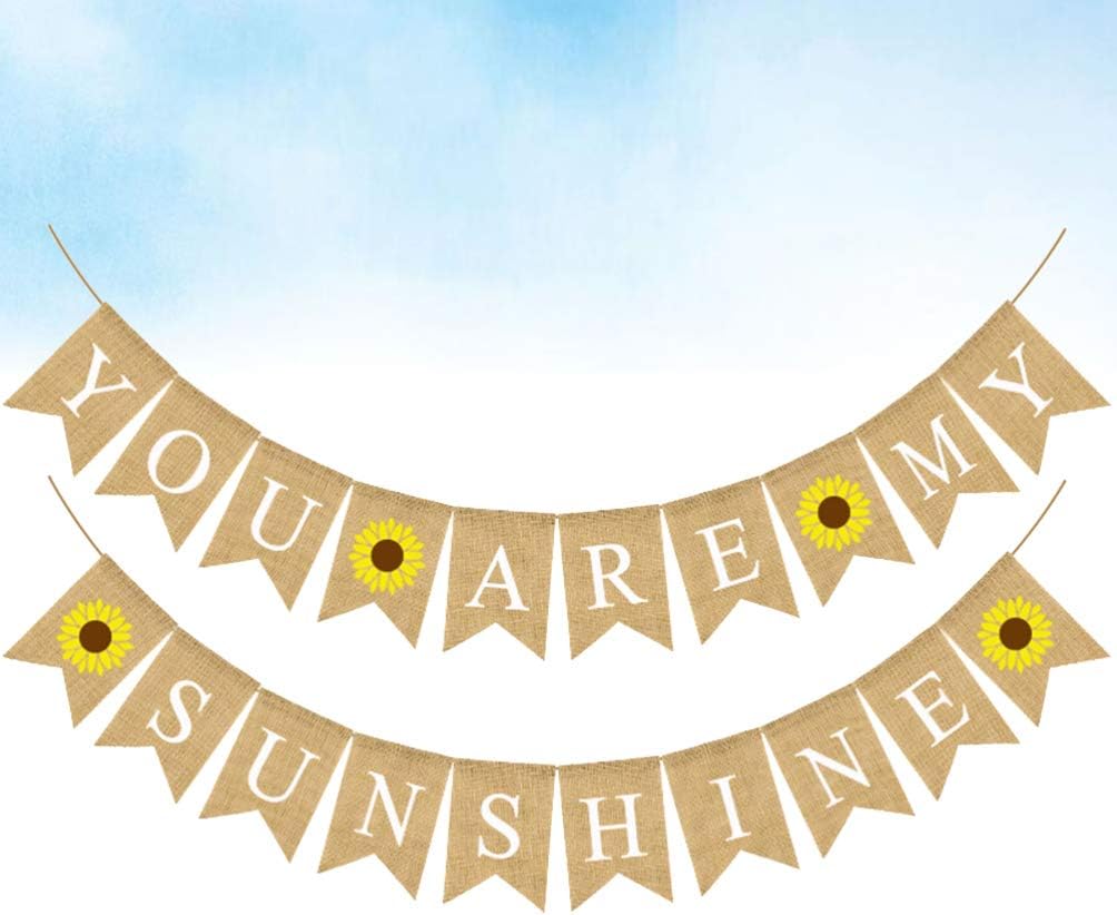 Amosfun Birthday Letters Banner Garland Sunflower Swallowtail Bunting YOU ARE Flag for Baby Shower Birthday Party Supplies - Image 5