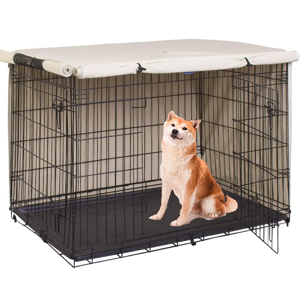 BOSKING Dog Pet Crate Covers for 24-48inch Waterproof Dogs Cage Cover, Durable Rainproof 210D Oxford Polyester Pet Kennel Covers (XL: 49.02x31.1x33.07in/ 124.5x79x84cm, Apricot)