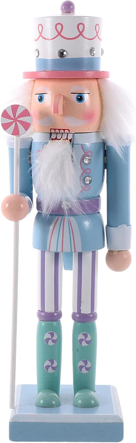 Nutcrackers - VOSAREA Christmas Nutcracker Figure Wooden Nutcracker Soldier Festive Wooden Nutcracker Ornament for Christmas Desktop Home Decor Kids (25CM,Blue)