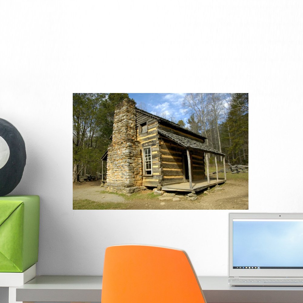 Amazon Com Wallmonkeys Cades Cove Log Cabin Wall Mural Peel And