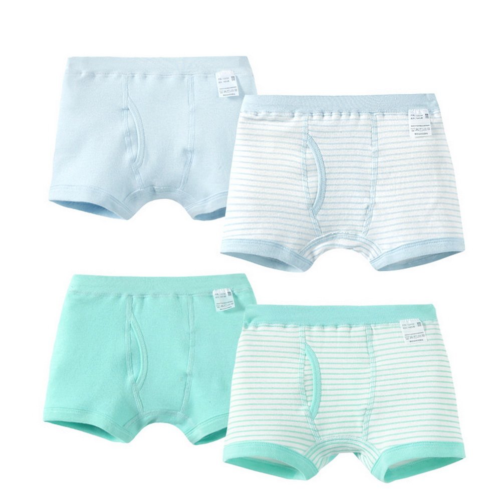 ARAUS 4 PCS Boyshort Underwear Boys Cotton Striped Boxer Briefs Shorts