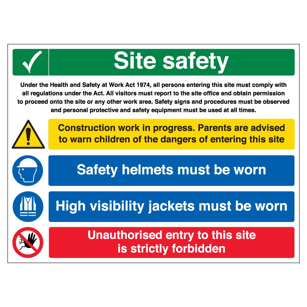 V Safety Multi Hazard Site Safety Hi Vis Jackets - Correx® 600 x 450 mm Safety Sign