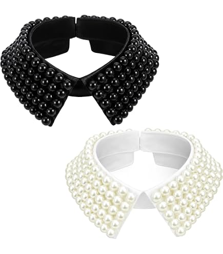 Women Fashion Detachable False Collar Faux Pearl Fake Collar for Women Two Color Options (Ivory) : Clothing, Shoes & Jewelry