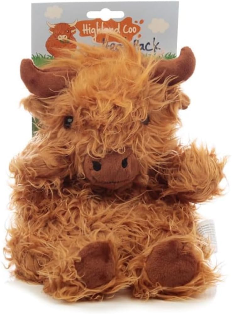 Puckator Highland Coo Cow Microwavable Plush Wheat & Lavender Heat Pack - Heating Pads - Hot and Ice Cold Cool Pack Packs Bag for Sport Injuries Knee Back Pain - Bed Warmer - Wellness Health Products
