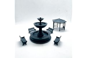 Yao's Studio 1/87 HO Scale 3D Printed Gazebo Fountain Railroad Park