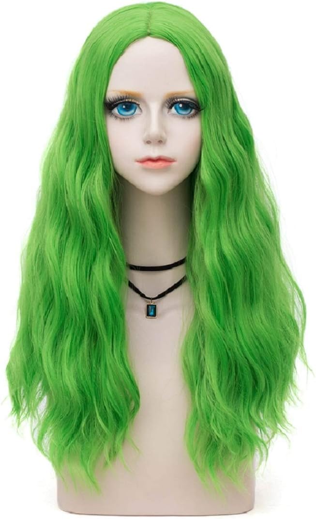 Amback Probeauty Miracle Collection Heat Resistant Synthetic Wigs Long Curly Green Women Cosplay Wig