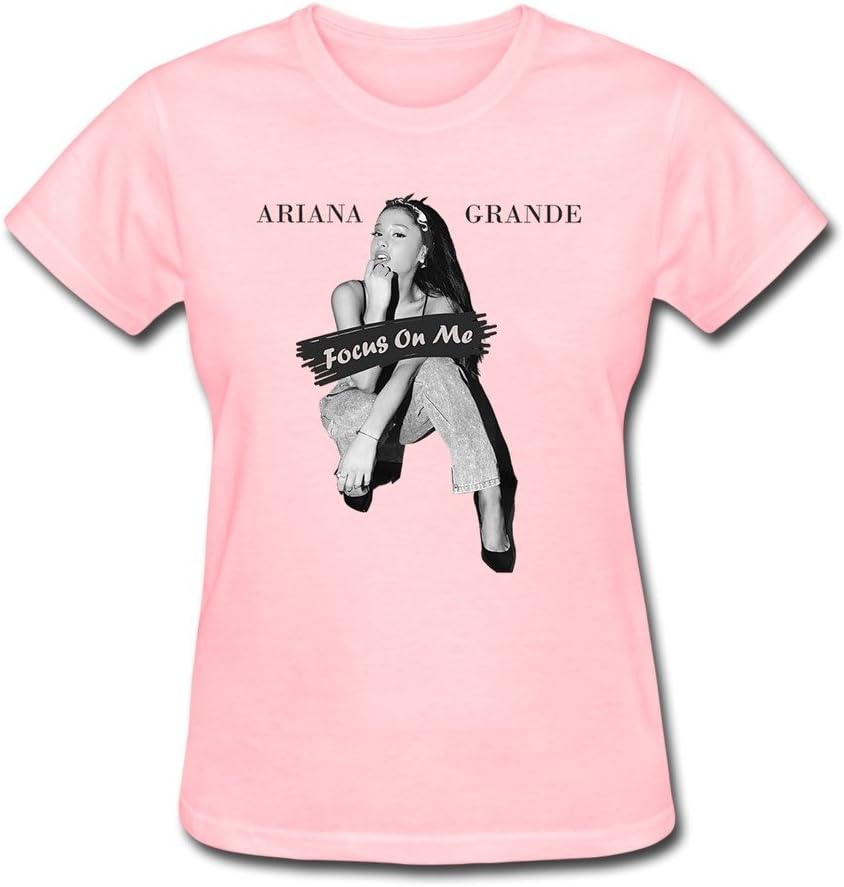 SFMY Women's Ariana Grande Focus On Me 2015 Poster T-Shirts Pink