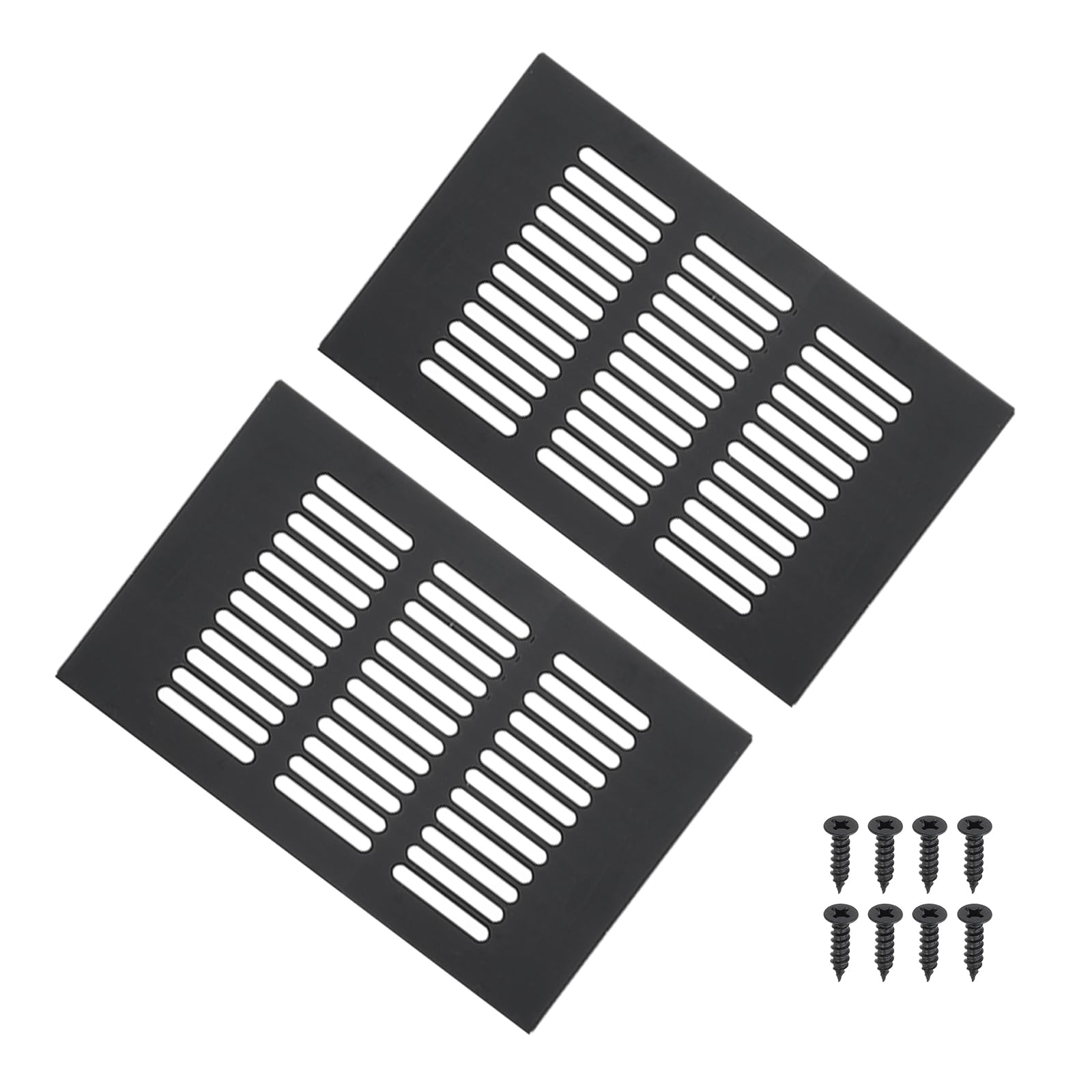 PATIKIL 8 x 4 Inch Door Air Vent Cover, 2pcs Aluminum Grille Ventilation Cover Louvered with Mounting Screws for Cabinet Wardrobe Door, Black — image 1