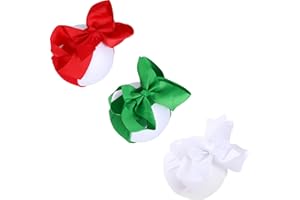 chiduerm 3 Pcs Christmas Baby Girls Headband Bows, Soft Nylon Christmas Hairbands Cute Big Bow Super Elastic Headband For Baby Girls Newborn Infant Toddlers (Red Green White, Large 6 Inch)