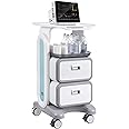 VEVOR 3 Tiers Lab Carts, Lab Utility Cart with 2 Drawers & 1 Top Tray, Mobile Medical Cart with ABS Material, Lab Rolling Cart with 4 Silent Wheels for Lab, Clinic, Hospital, Salon, White