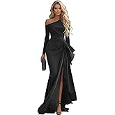 Bddhkw One Shoulder Prom Dresses for Women 2026 Off Shoulder Mermaid Formal Gowns and Evening Dresses with Slit