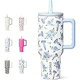 DLOCCOLD 40 oz Tumbler with Handle and Flip Straw, 100% Leak Resistant Leak-Proof Tumbler with Lid and Straw, Insulated Stainless Steel Travel Coffee Mug, Keeps Cold or Hot, Car Cupholder Friendly