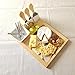 Premium Wood Cheese Board & Cutlery Knife Set with Tempered Glass Cutting Board and 4 pcs Stainless Steel Knives and Ceramic Bowl and 4 Mini Forks