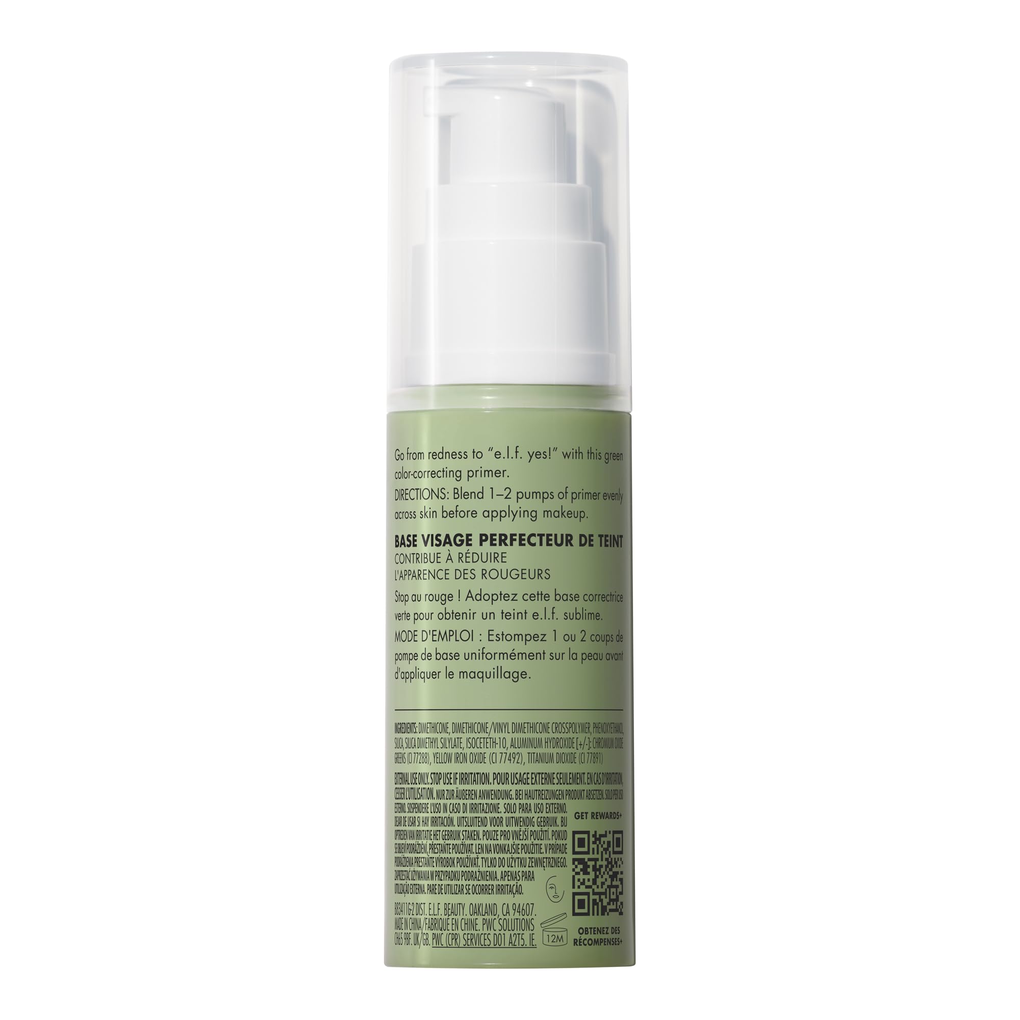 e.l.f. Tone Adjusting Face Primer, Makeup Primer For Neutralizing Uneven Skin Tones & Redness, Grips Makeup To Last, Vegan & Cruelty-free, Large