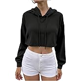 SHENHE Women's Cropped Hoodie Pullover Long Sleeve Workout Casual Crop Top Sweatshirt