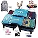 Evatex Travel Packing Cubes, with Waterproof Shoe, Cosmetic, Diaper, Laundry Bag, Blue, Set of 8