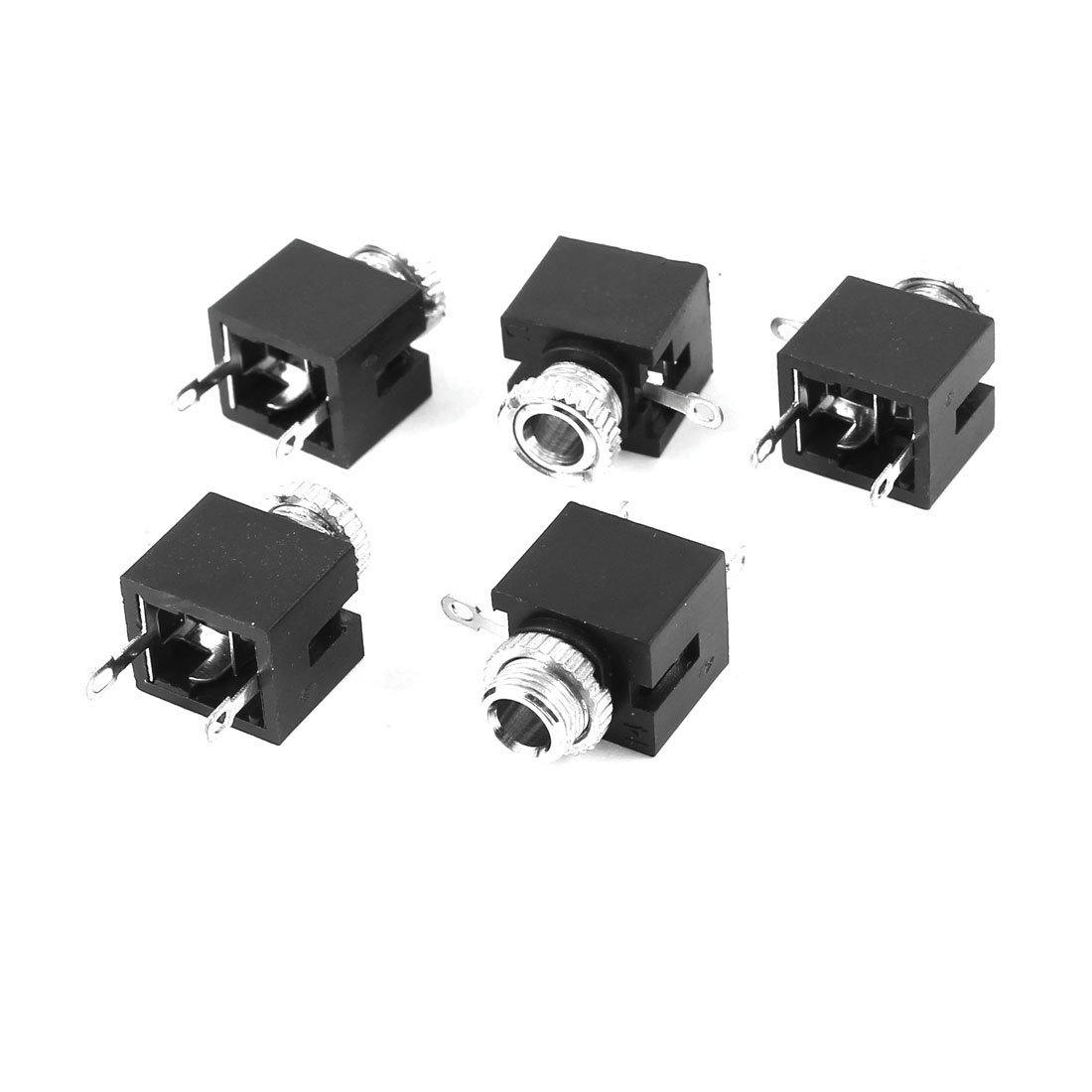 sourcing map 5 Pcs MP3 Headphone 3 Terminals 3.5mm Mono Jack Socket PCB Panel Connector