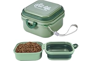 ROPFEE Collapsible Dog Bowls, Travel Food and Water Bowl with Lid for Cats and Dogs, 2-in-1 Portable Food Feeding and Storage Solution, Perfect for Traveling, Camping & Walking (S/ 60oz)