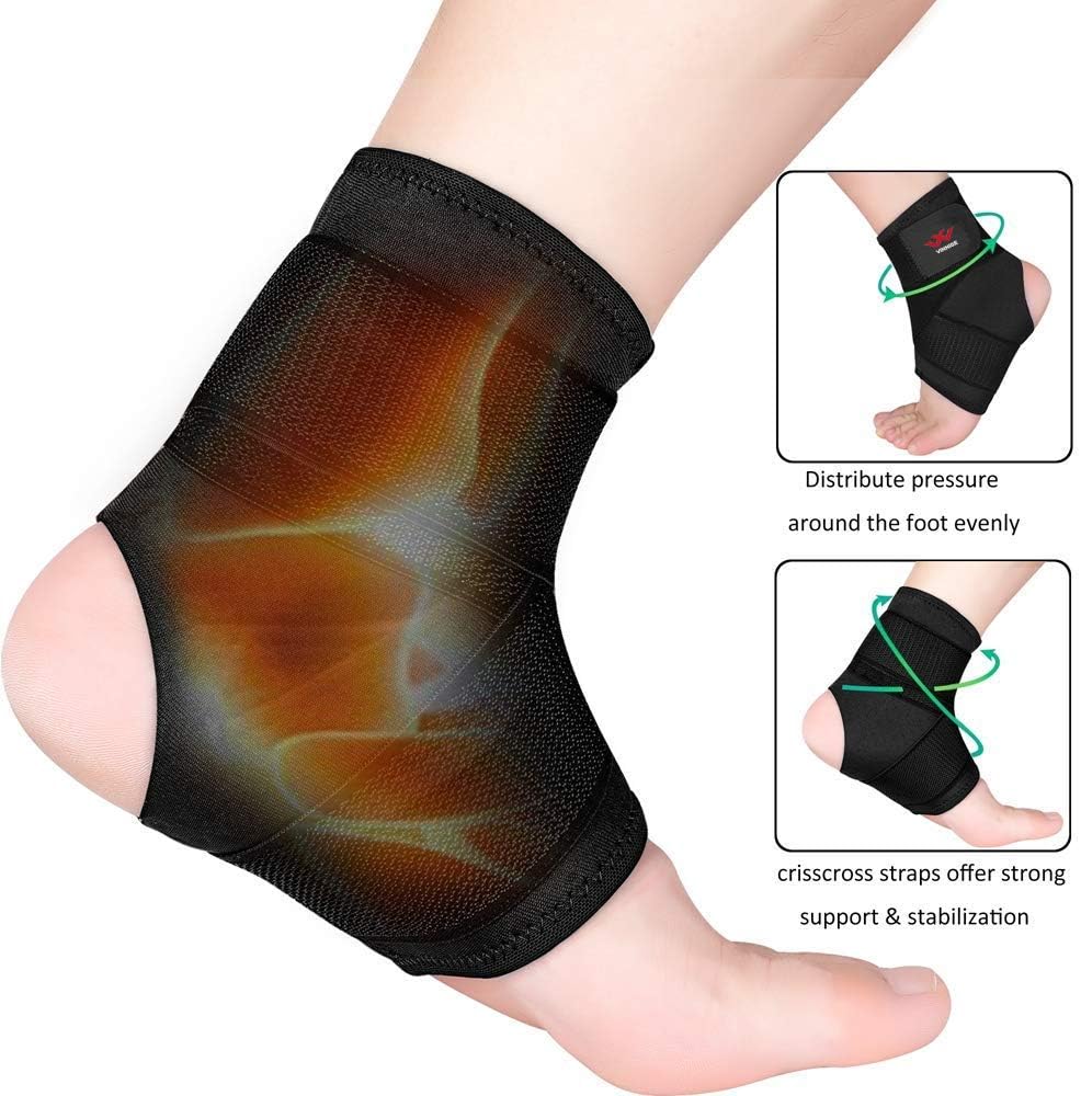 Ankle Brace, 2PCS Breathable & Strong Ankle Support for Sprained Ankle, Stabiling Ligaments, Prevent Re-Injury, Compression Ankle Support Brace with Adjustable Wrap (S): Sports & Outdoors